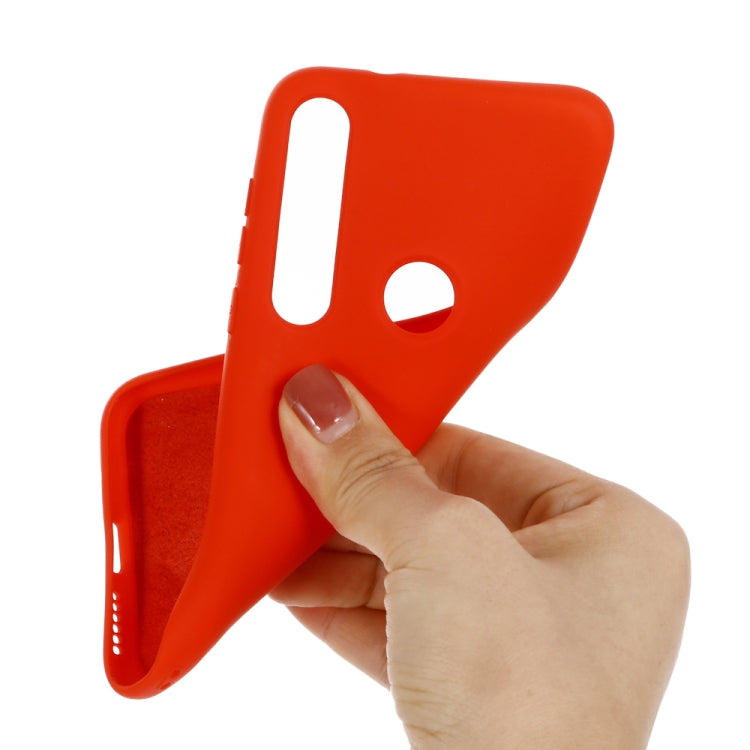 For Motorola G8 Plus Solid Color Liquid Silicone Shockproof Coverage Case