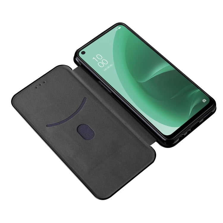 For OPPO A55s 5G Carbon Fiber Texture Horizontal Flip Leather Phone Case