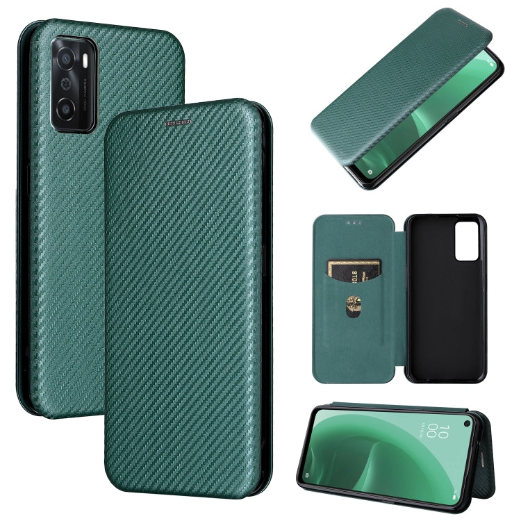 For OPPO A55s 5G Carbon Fiber Texture Horizontal Flip Leather Phone Case
