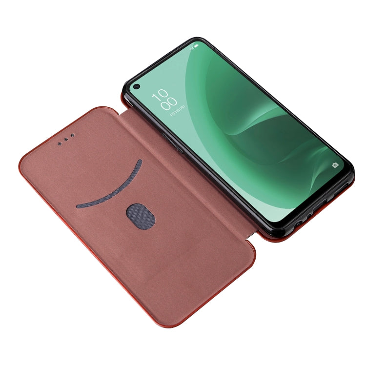 For OPPO A55s 5G Carbon Fiber Texture Horizontal Flip Leather Phone Case