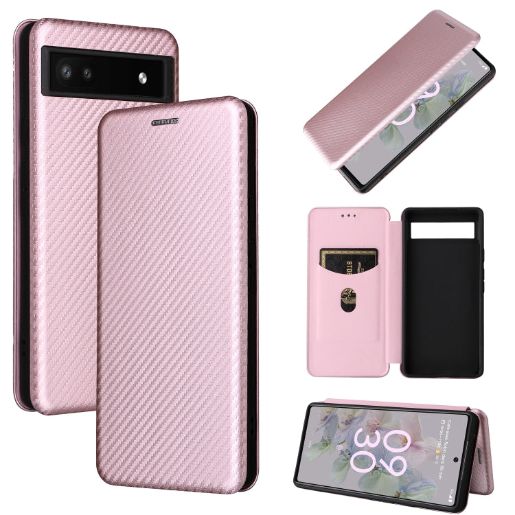 For Google Pixel 6a Carbon Fiber Texture Horizontal Flip Leather Phone Case