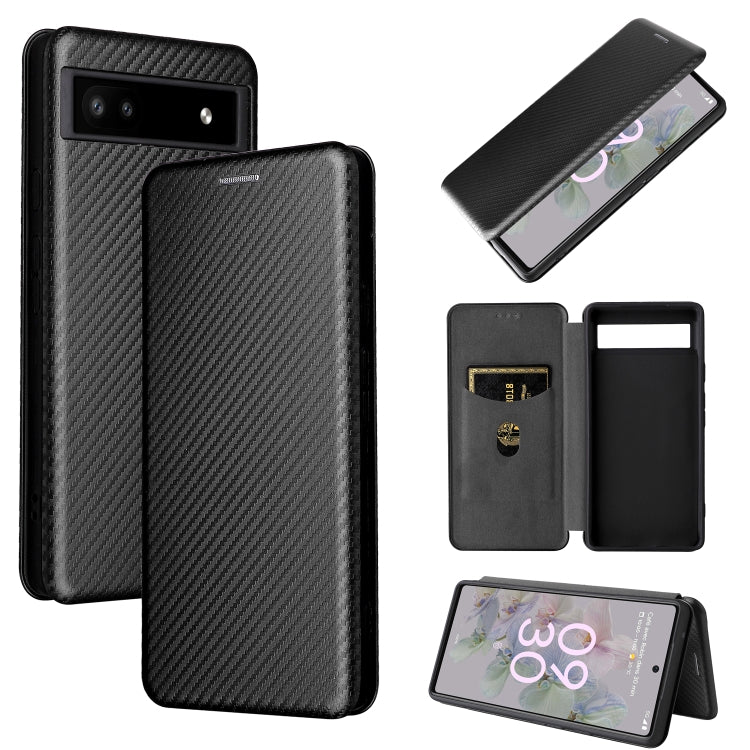 For Google Pixel 6a Carbon Fiber Texture Horizontal Flip Leather Phone Case