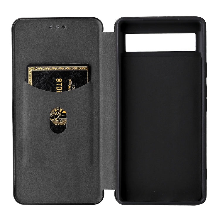 For Google Pixel 6a Carbon Fiber Texture Horizontal Flip Leather Phone Case
