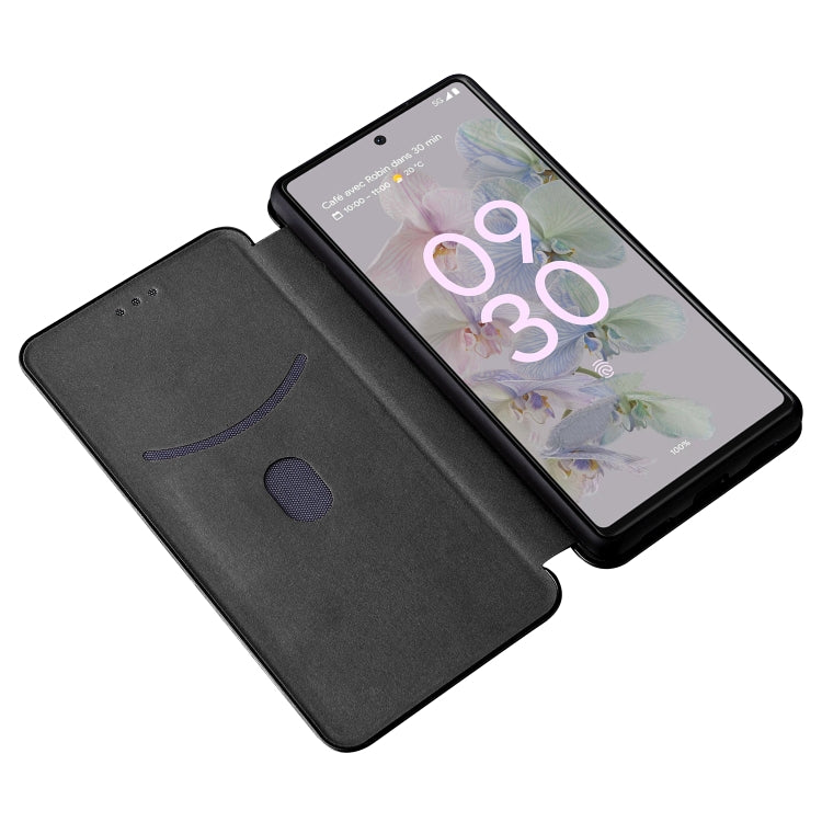 For Google Pixel 6a Carbon Fiber Texture Horizontal Flip Leather Phone Case