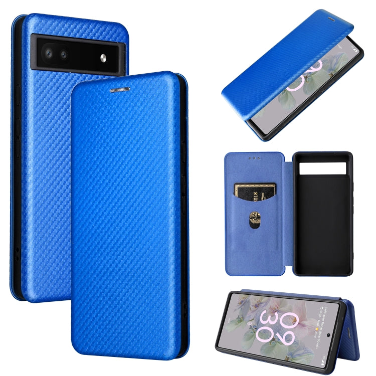 For Google Pixel 6a Carbon Fiber Texture Horizontal Flip Leather Phone Case