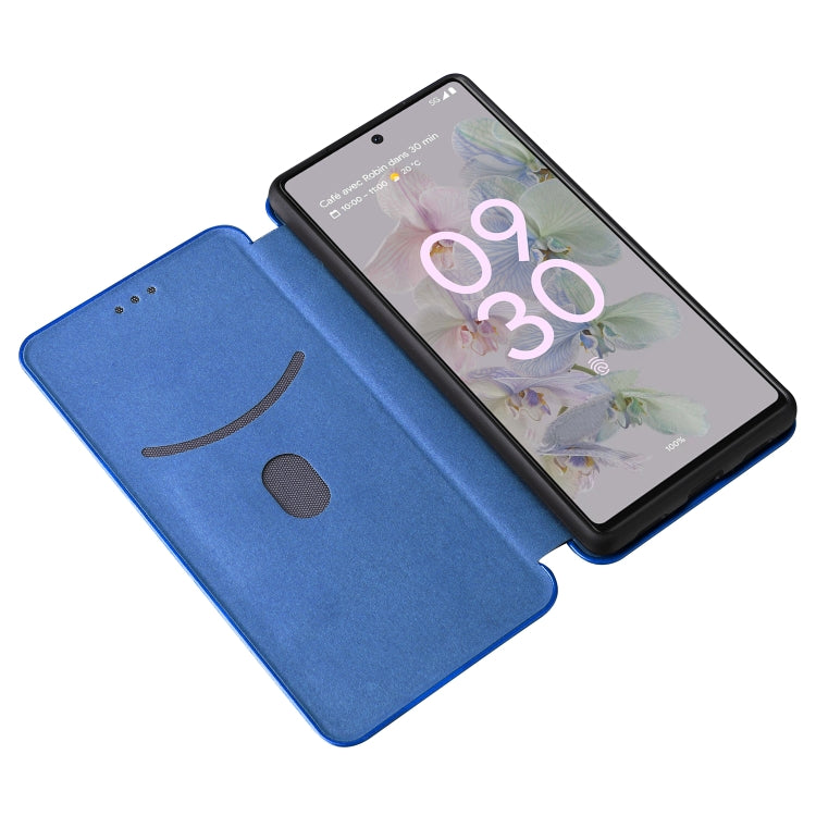 For Google Pixel 6a Carbon Fiber Texture Horizontal Flip Leather Phone Case