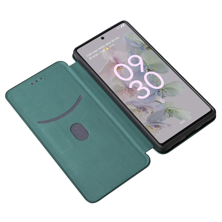 For Google Pixel 6a Carbon Fiber Texture Horizontal Flip Leather Phone Case