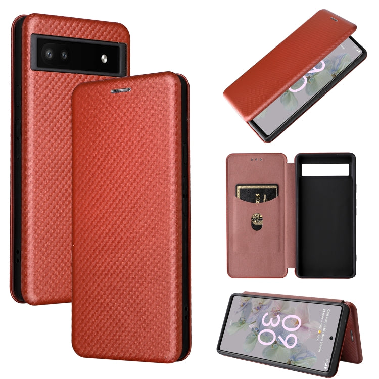 For Google Pixel 6a Carbon Fiber Texture Horizontal Flip Leather Phone Case