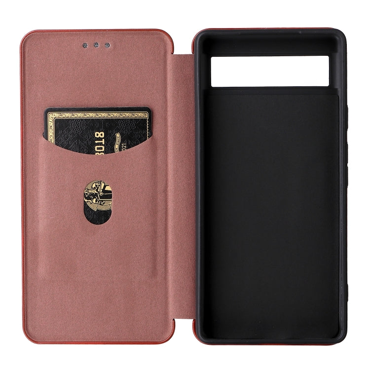For Google Pixel 6a Carbon Fiber Texture Horizontal Flip Leather Phone Case