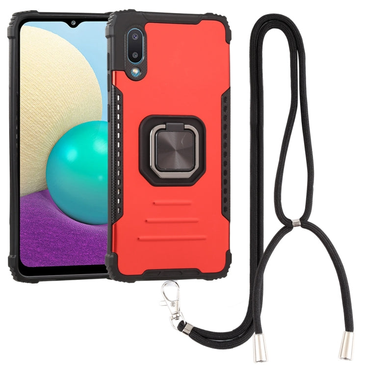 For Samsung Galaxy A02 / M02 Lanyard Aluminum TPU Case