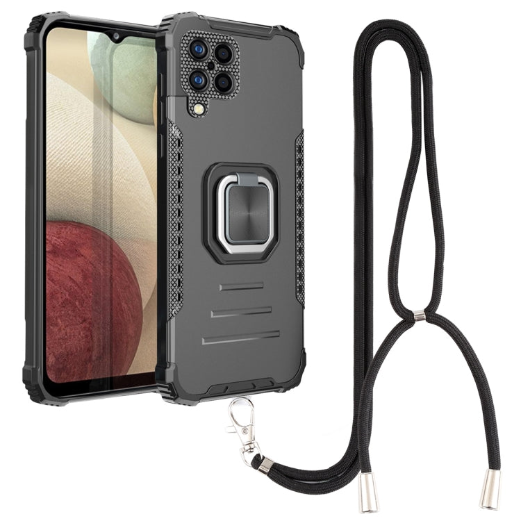 For Samsung Galaxy A12 Lanyard Aluminum TPU Case