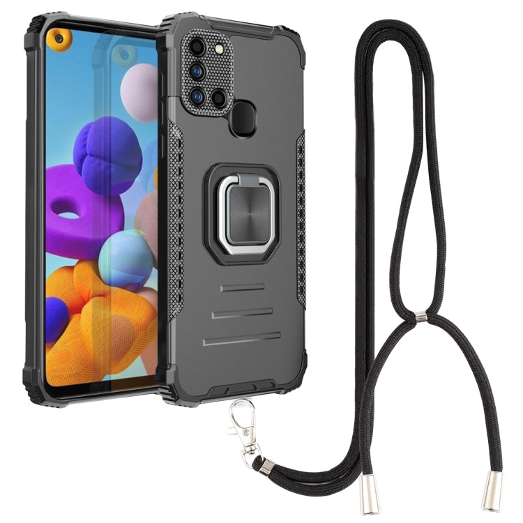 For Samsung Galaxy A21s Lanyard Aluminum TPU Case