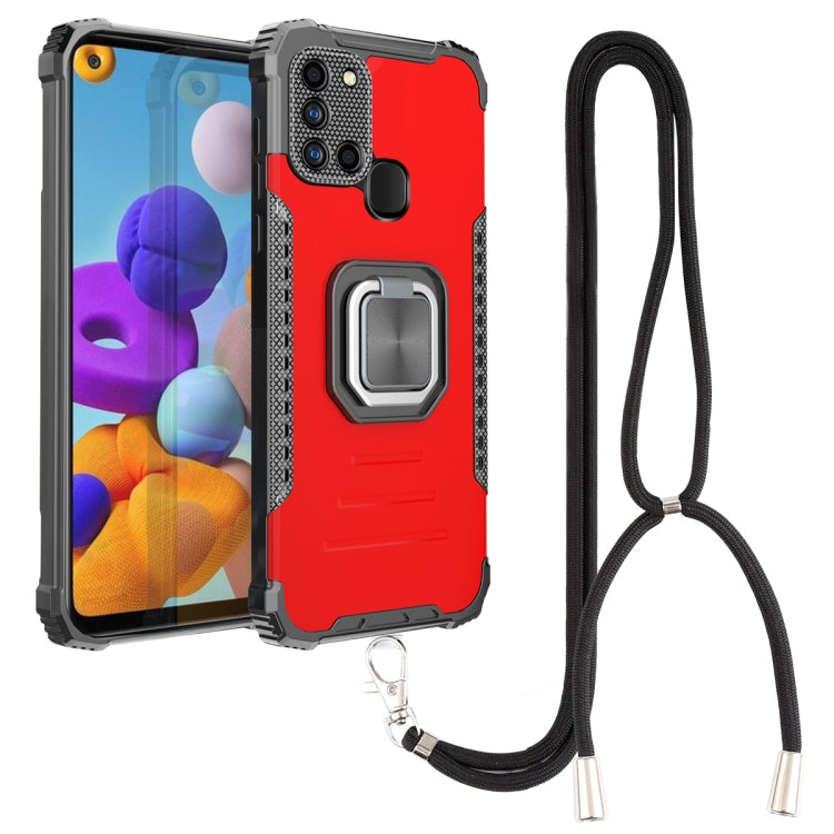 For Samsung Galaxy A21s Lanyard Aluminum TPU Case