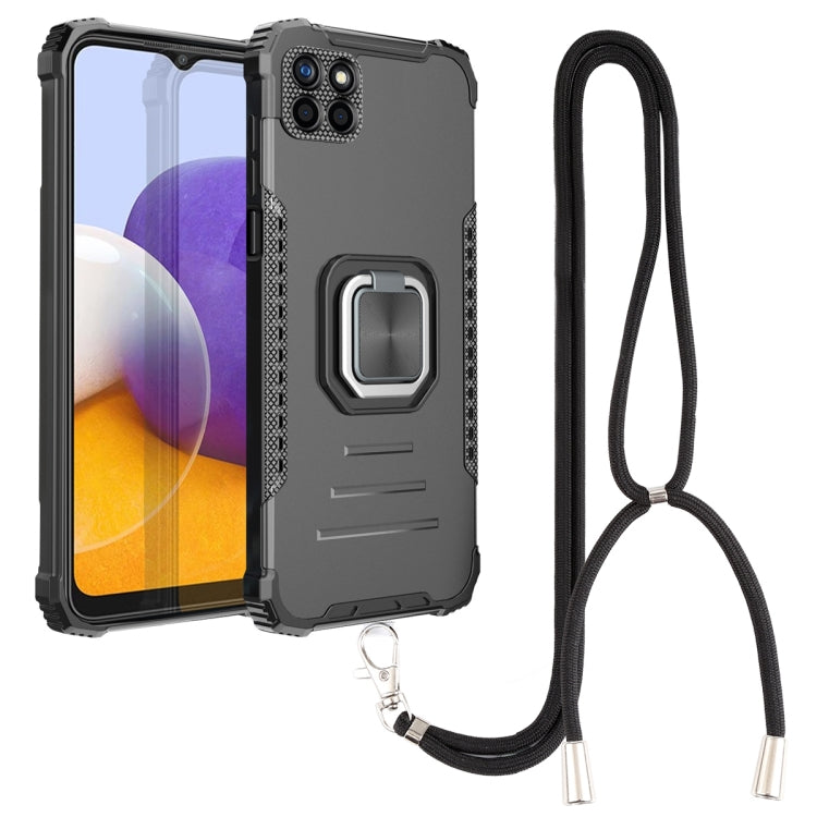 For Samsung Galaxy A22 5G Lanyard Aluminum TPU Case