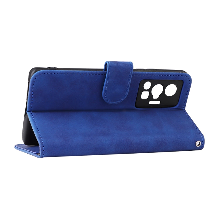 For vivo X70 Pro Solid Color Skin Feel Magnetic Buckle Leather Phone Case