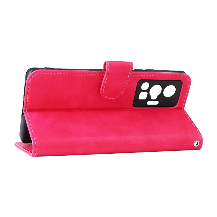 For vivo X70 Pro Solid Color Skin Feel Magnetic Buckle Leather Phone Case