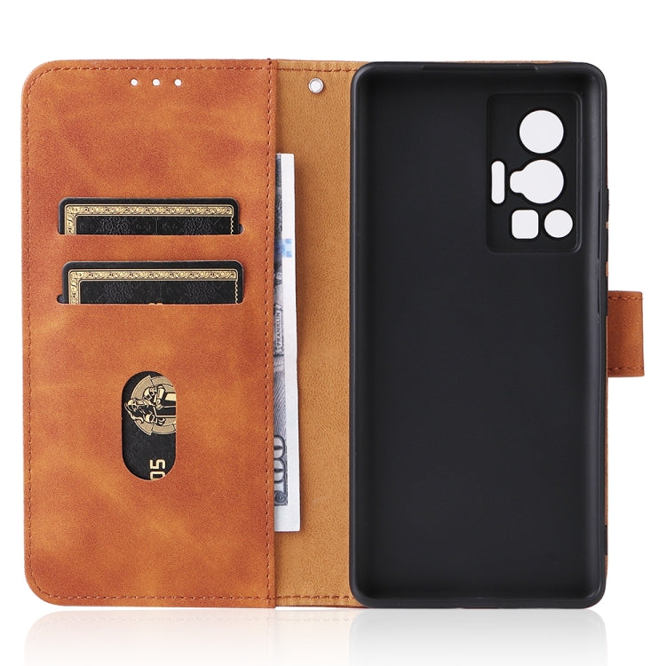 For vivo X70 Pro Solid Color Skin Feel Magnetic Buckle Leather Phone Case