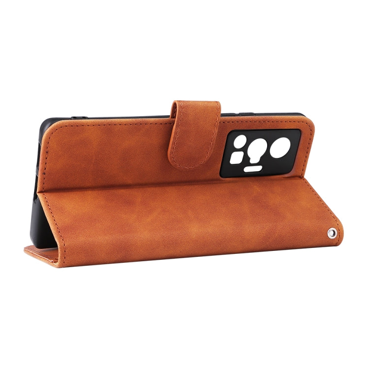 For vivo X70 Pro Solid Color Skin Feel Magnetic Buckle Leather Phone Case