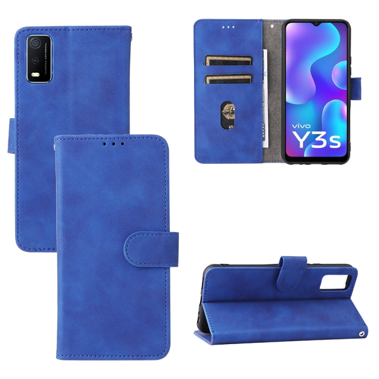 For vivo Y3s 2021 Solid Color Skin Feel Magnetic Buckle Leather Phone Case