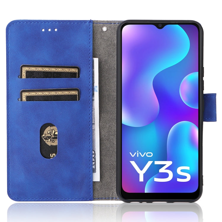 For vivo Y3s 2021 Solid Color Skin Feel Magnetic Buckle Leather Phone Case