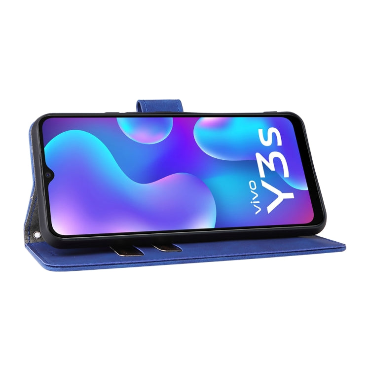 For vivo Y3s 2021 Solid Color Skin Feel Magnetic Buckle Leather Phone Case