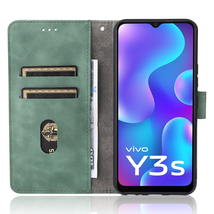 For vivo Y3s 2021 Solid Color Skin Feel Magnetic Buckle Leather Phone Case