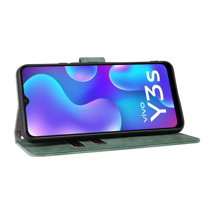 For vivo Y3s 2021 Solid Color Skin Feel Magnetic Buckle Leather Phone Case