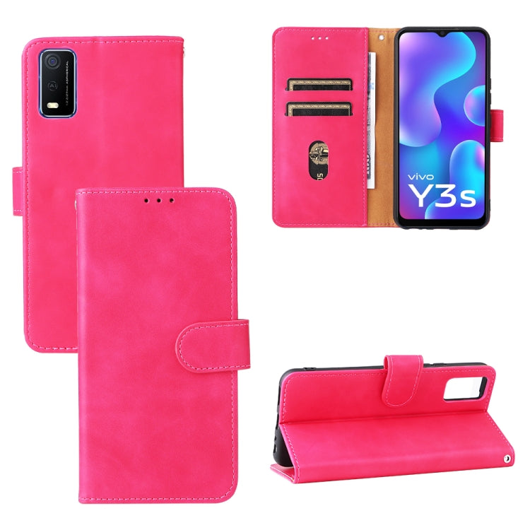 For vivo Y3s 2021 Solid Color Skin Feel Magnetic Buckle Leather Phone Case