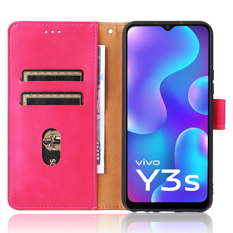 For vivo Y3s 2021 Solid Color Skin Feel Magnetic Buckle Leather Phone Case