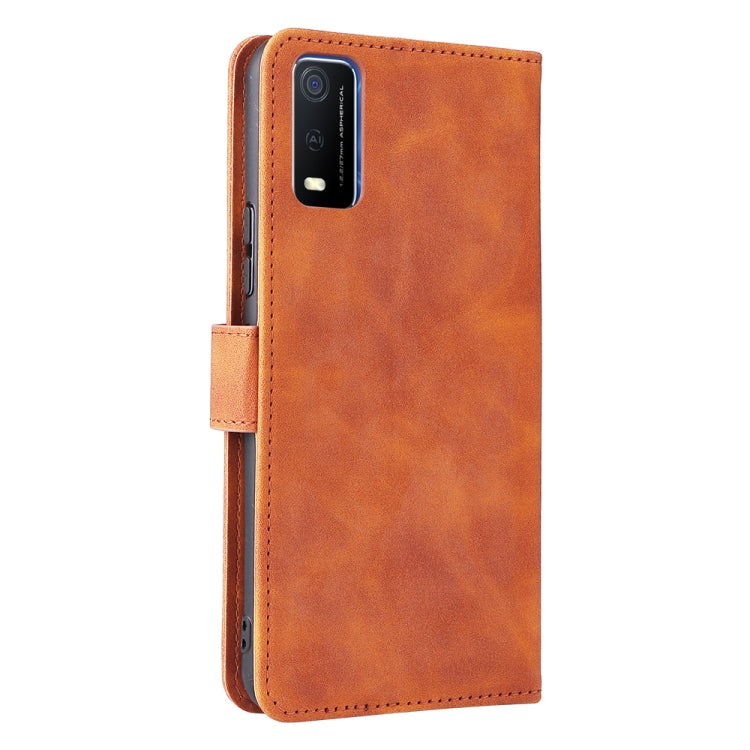 For vivo Y3s 2021 Solid Color Skin Feel Magnetic Buckle Leather Phone Case