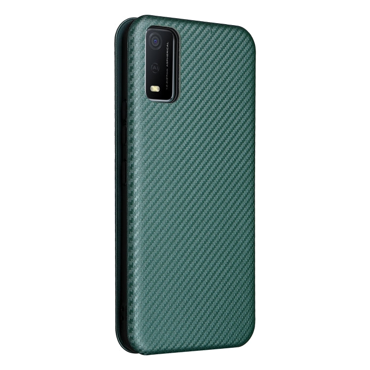 For vivo Y3s 2021 Carbon Fiber Texture Horizontal Flip Leather Phone Case