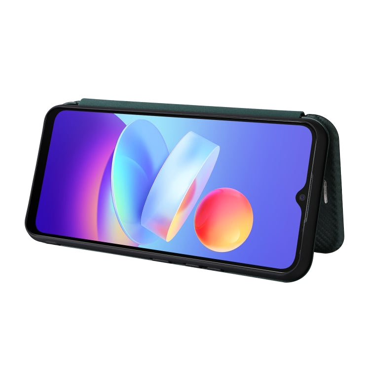 For vivo Y3s 2021 Carbon Fiber Texture Horizontal Flip Leather Phone Case