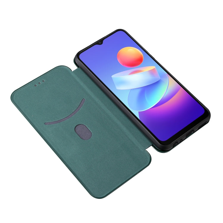 For vivo Y3s 2021 Carbon Fiber Texture Horizontal Flip Leather Phone Case