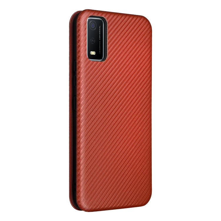 For vivo Y3s 2021 Carbon Fiber Texture Horizontal Flip Leather Phone Case