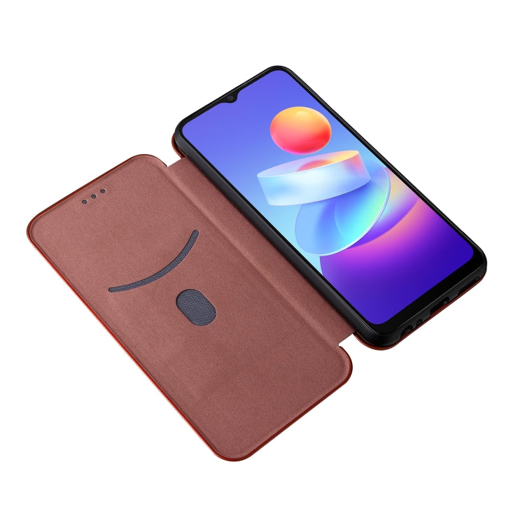 For vivo Y3s 2021 Carbon Fiber Texture Horizontal Flip Leather Phone Case