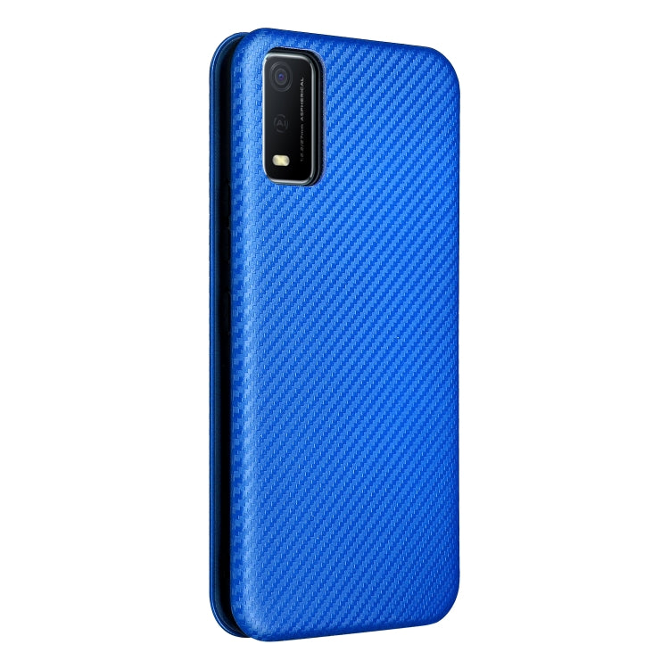 For vivo Y3s 2021 Carbon Fiber Texture Horizontal Flip Leather Phone Case