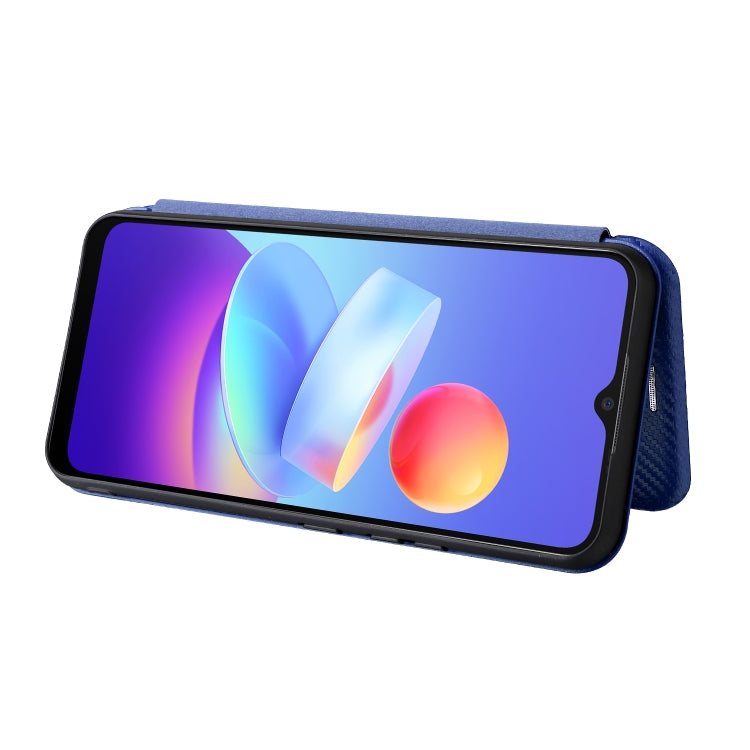 For vivo Y3s 2021 Carbon Fiber Texture Horizontal Flip Leather Phone Case