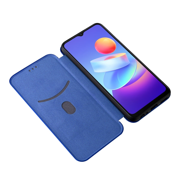 For vivo Y3s 2021 Carbon Fiber Texture Horizontal Flip Leather Phone Case