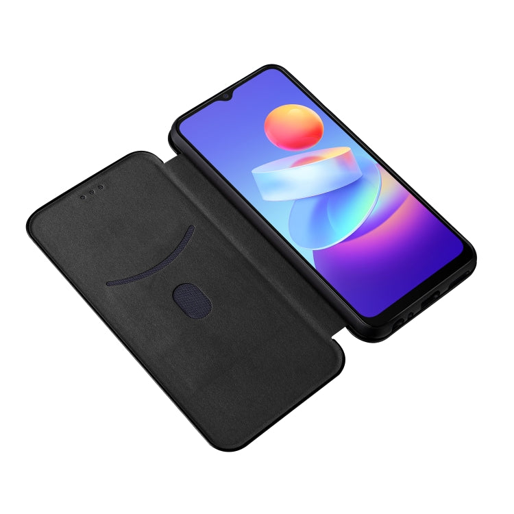 For vivo Y3s 2021 Carbon Fiber Texture Horizontal Flip Leather Phone Case