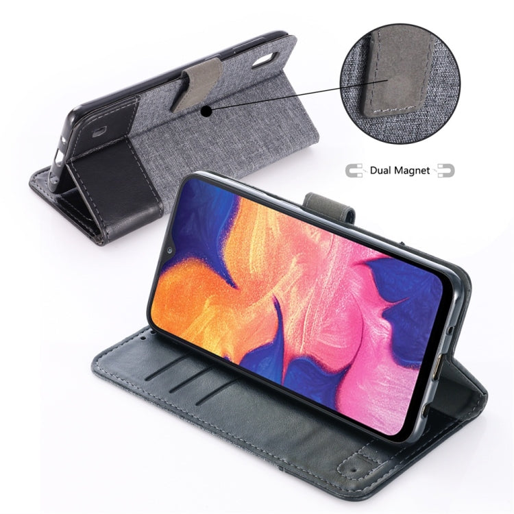 For Galaxy A10 MUMXA MX102 Horizontal Flip Canvas Stitching Leather Case with Holder & Card Slots & Wallet