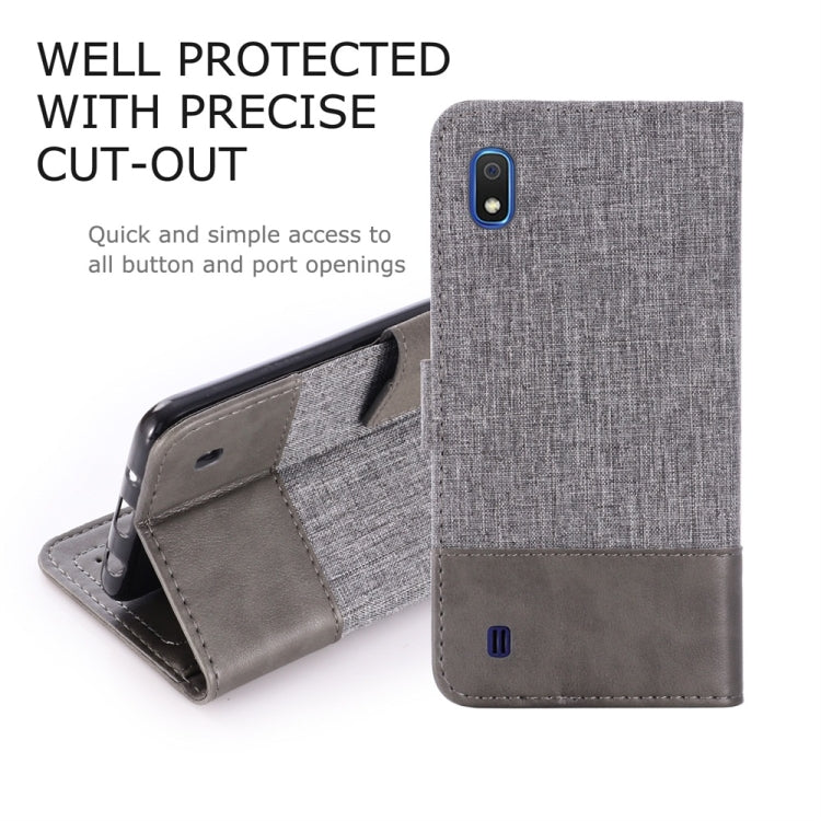 For Galaxy A10 MUMXA MX102 Horizontal Flip Canvas Stitching Leather Case with Holder & Card Slots & Wallet