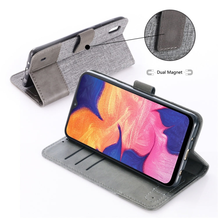 For Galaxy A10 MUMXA MX102 Horizontal Flip Canvas Stitching Leather Case with Holder & Card Slots & Wallet