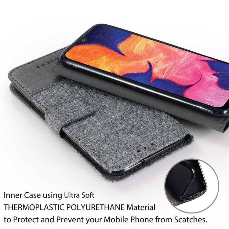 For Galaxy A10 MUMXA MX102 Horizontal Flip Canvas Stitching Leather Case with Holder & Card Slots & Wallet
