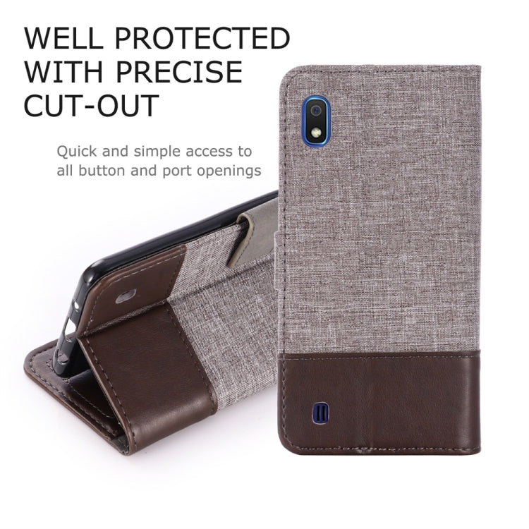 For Galaxy A10 MUMXA MX102 Horizontal Flip Canvas Stitching Leather Case with Holder & Card Slots & Wallet