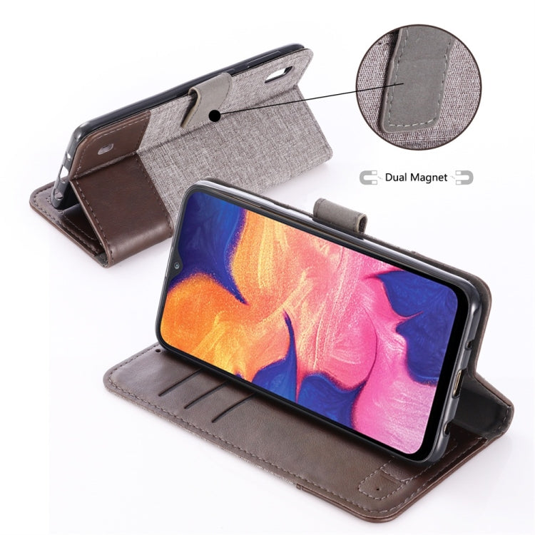For Galaxy A10 MUMXA MX102 Horizontal Flip Canvas Stitching Leather Case with Holder & Card Slots & Wallet