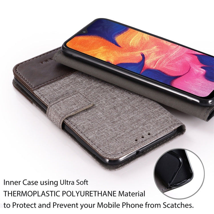For Galaxy A10 MUMXA MX102 Horizontal Flip Canvas Stitching Leather Case with Holder & Card Slots & Wallet