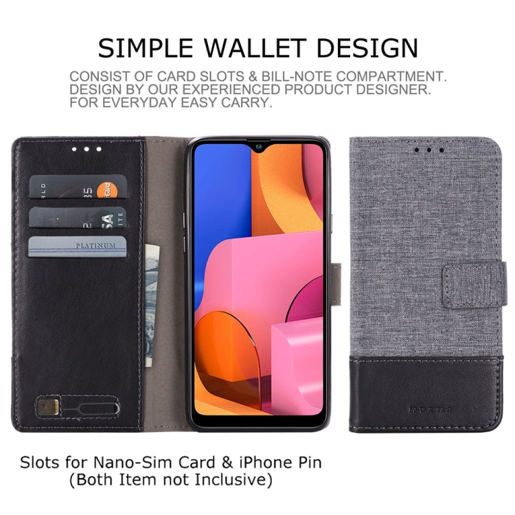 For Galaxy A20s MUMXA MX102 Horizontal Flip Canvas Stitching Leather Case with Holder & Card Slots & Wallet