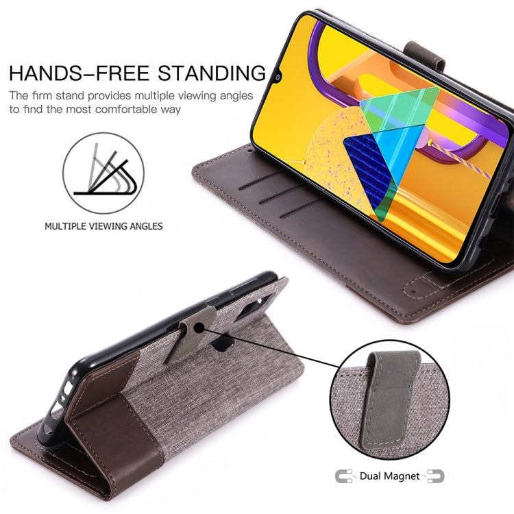 For Galaxy A30s MUMXA MX102 Horizontal Flip Canvas Stitching Leather Case with Holder & Card Slots & Wallet(Brown)