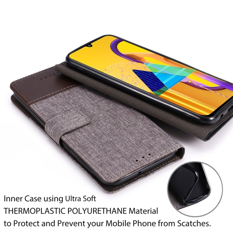 For Galaxy A30s MUMXA MX102 Horizontal Flip Canvas Stitching Leather Case with Holder & Card Slots & Wallet(Brown)
