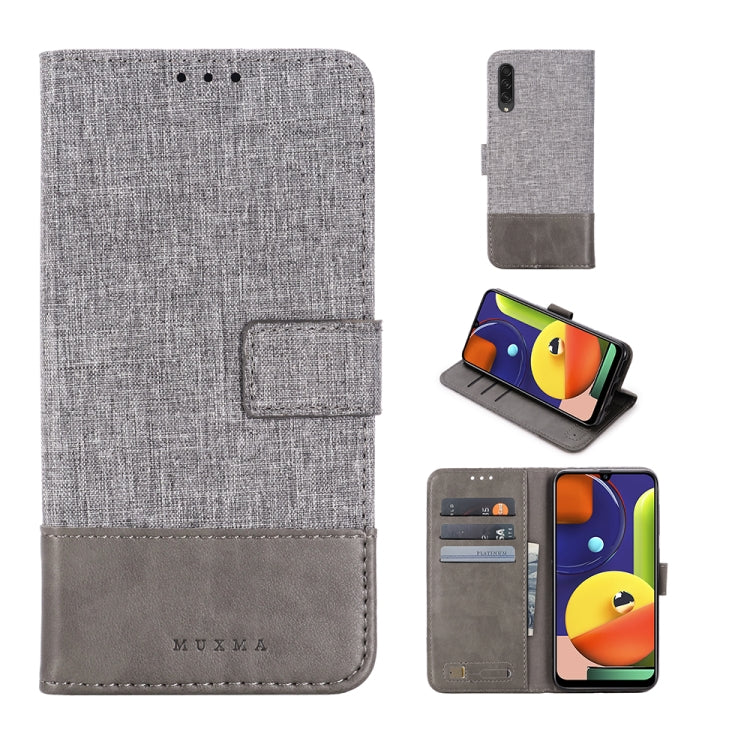 For Galaxy A50s MUMXA MX102 Horizontal Flip Canvas Stitching Leather Case with Holder & Card Slots & Wallet